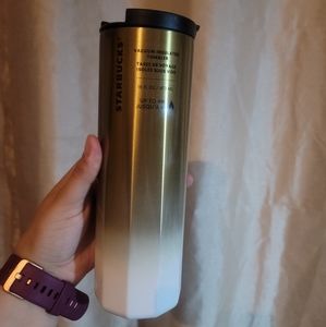 2019 Starbucks Gold & White 16oz Travel Cup